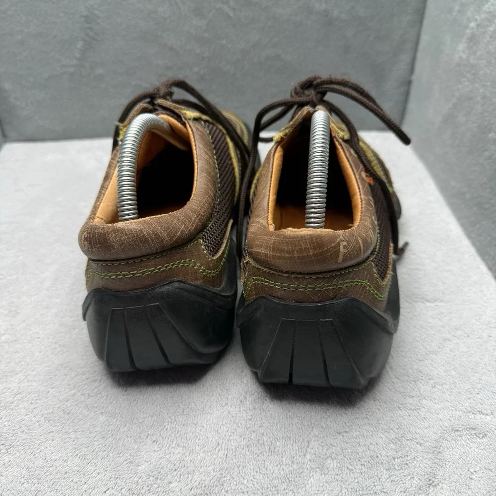 VTG John Fluevog The Angel Brown Mesh Leather Sneakers Square Toe Mens 8 Flawed